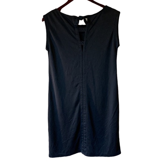 Sigrid Olsen Black Sleeveless Swing Dress Modal A-Line Pullover Back Bow Small - Picture 3 of 13